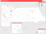 San Miguel County Wall Map Red Line Style